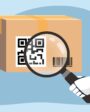 Imagem representando leitura de código GTIN e QR Code em uma embalagem de papelão, simbolizando tecnologia de rastreamento de produtos.